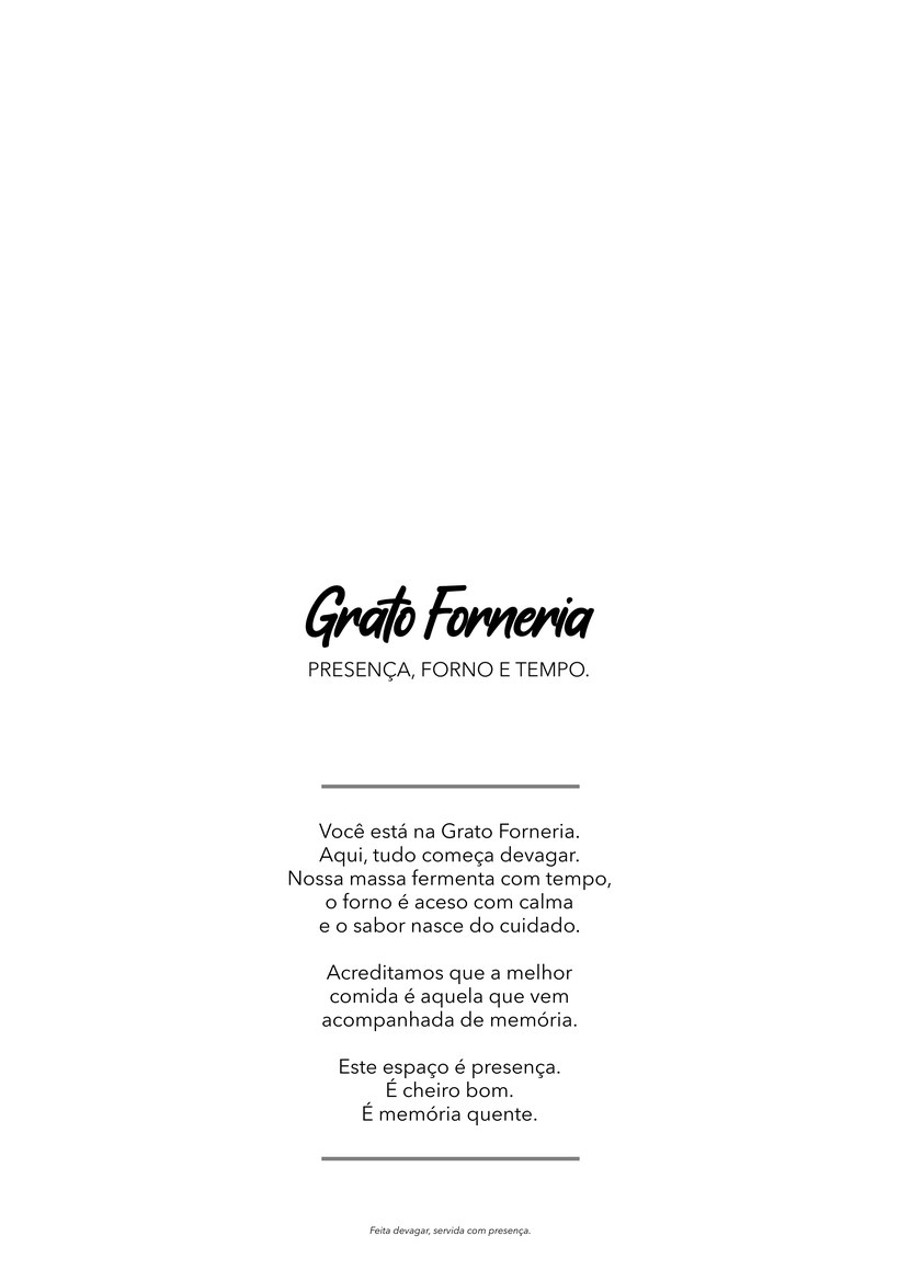 Capa do cardápio da Grato Forneria